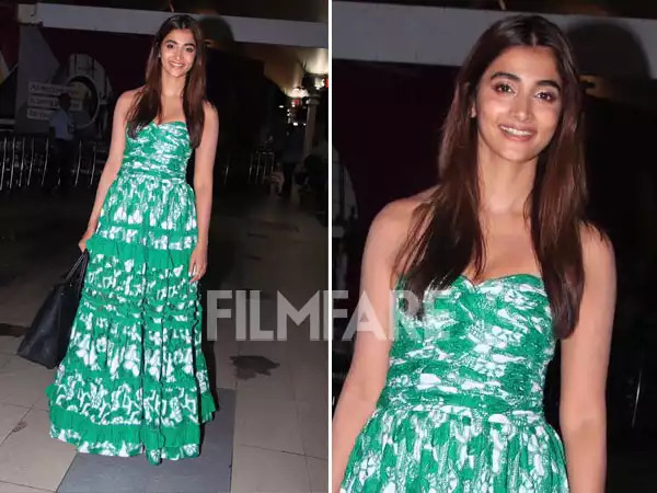 Pooja Hegde Fuck Video - Pooja Hegde channels her inner diva in a beautiful green gown -Alldatmatterz