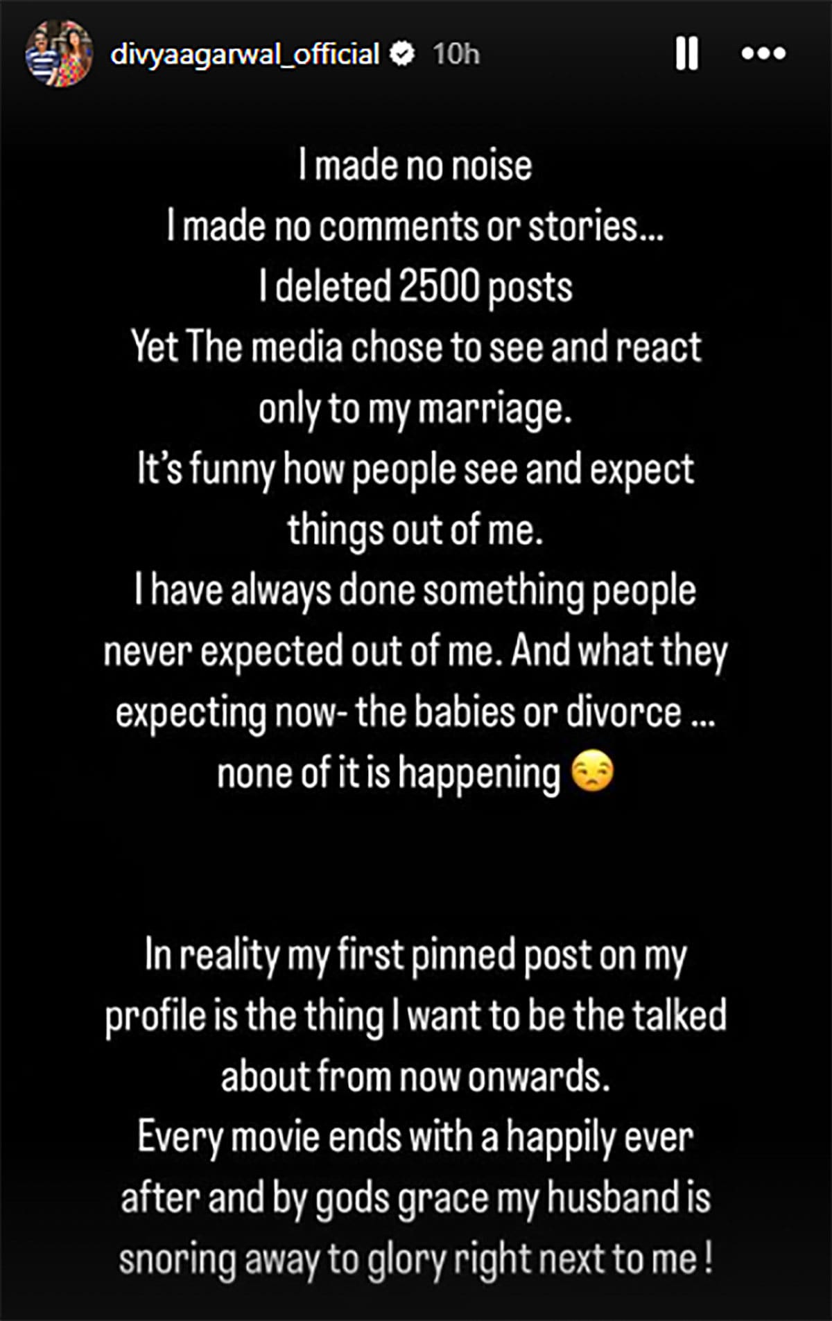 Taking to her Instagram Stories, Divya Agarwal shared a note.
