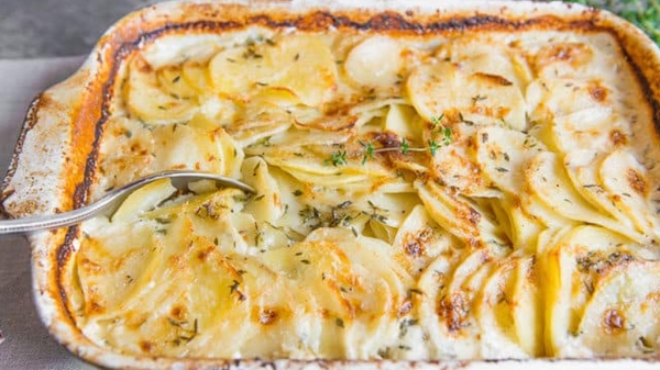 Gratin of Potatoes with Garlic Cream