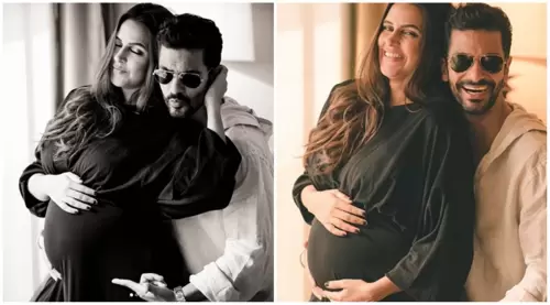 Neha Dhupia, Angad Bedi announce second pregnancy, share pic with Mehr and baby bump