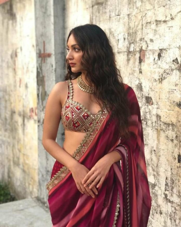 Posing in a blue and gold traditional Indian outfit. | This Bollywood  Actress's Style Will Give You Major Heart Eyes, and That's a Fact |  POPSUGAR Fashion Middle East Photo 3