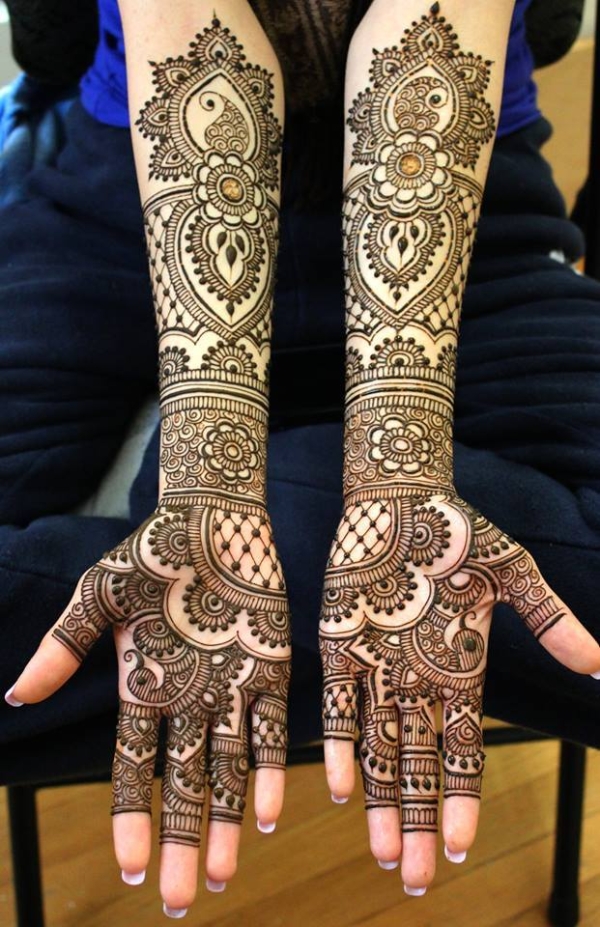 Modern Front - Back Full Hand Bridal Mehndi Design - Easy & beautiful